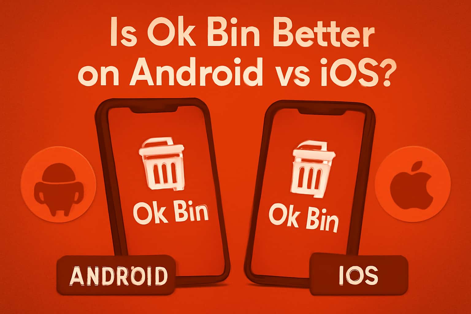 Informative scene comparing Ok Bin on Android and iOS