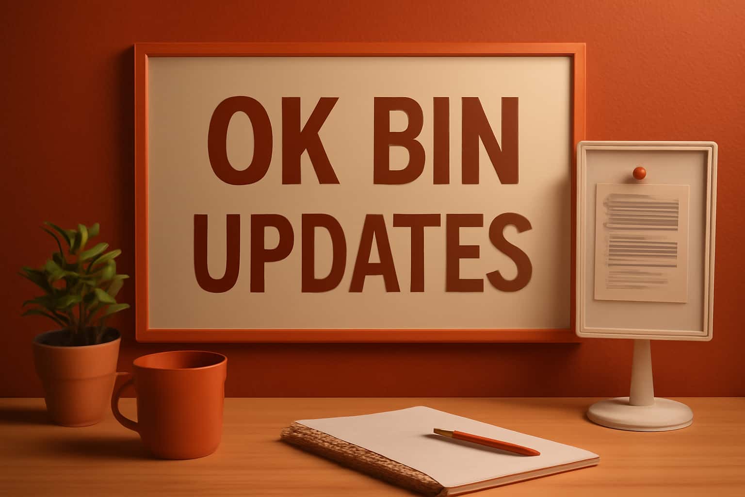 An informative illustration about Ok Bin Updates, showcasing the app features.
