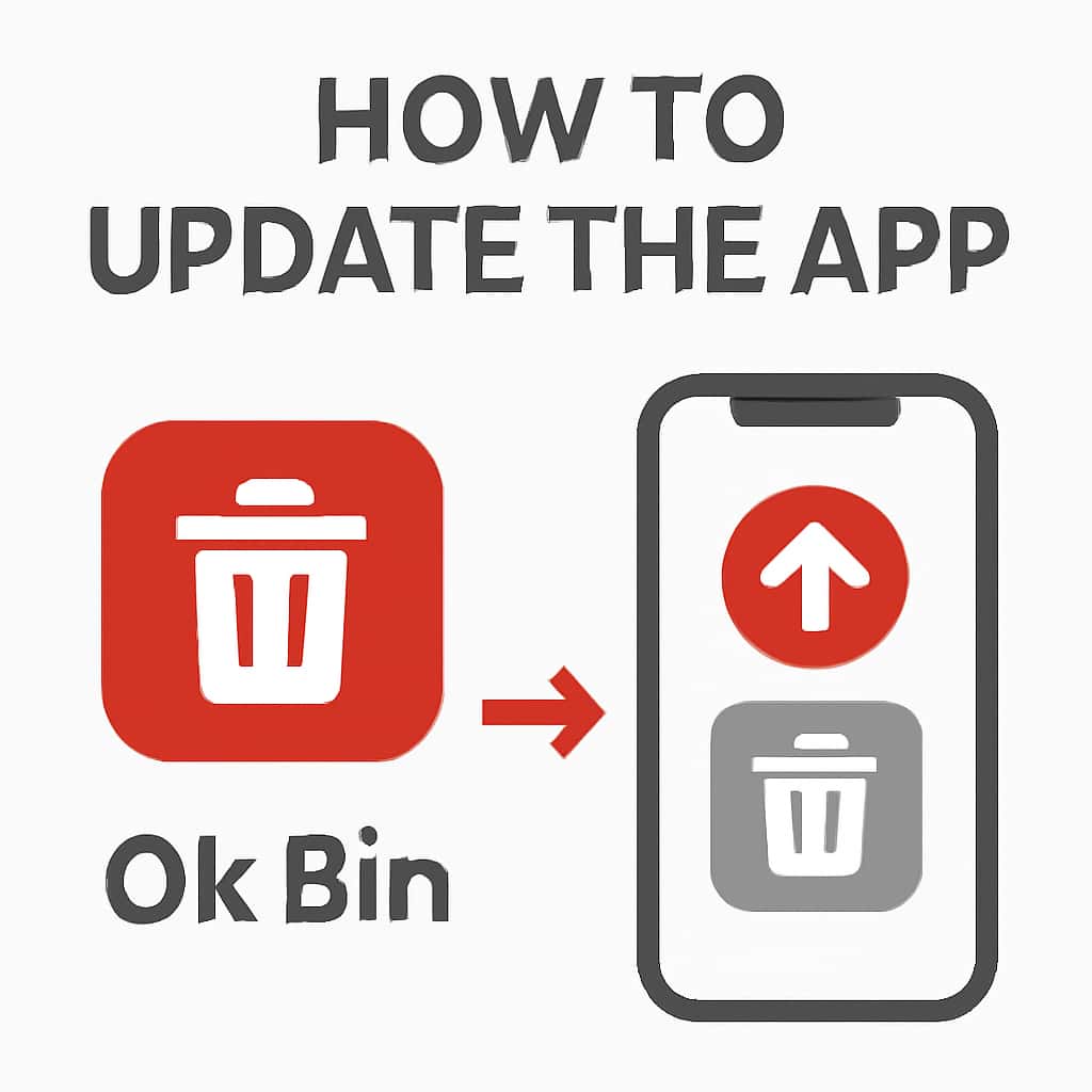 Diagram illustrating the steps to update the Ok Bin App.