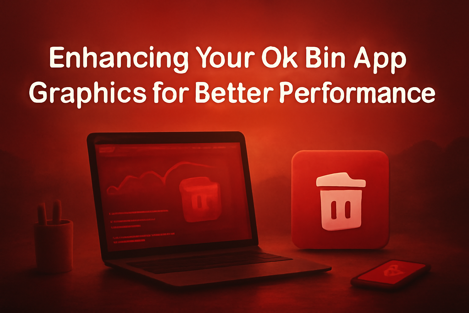 An informational graphic representing the features of the Ok Bin app.