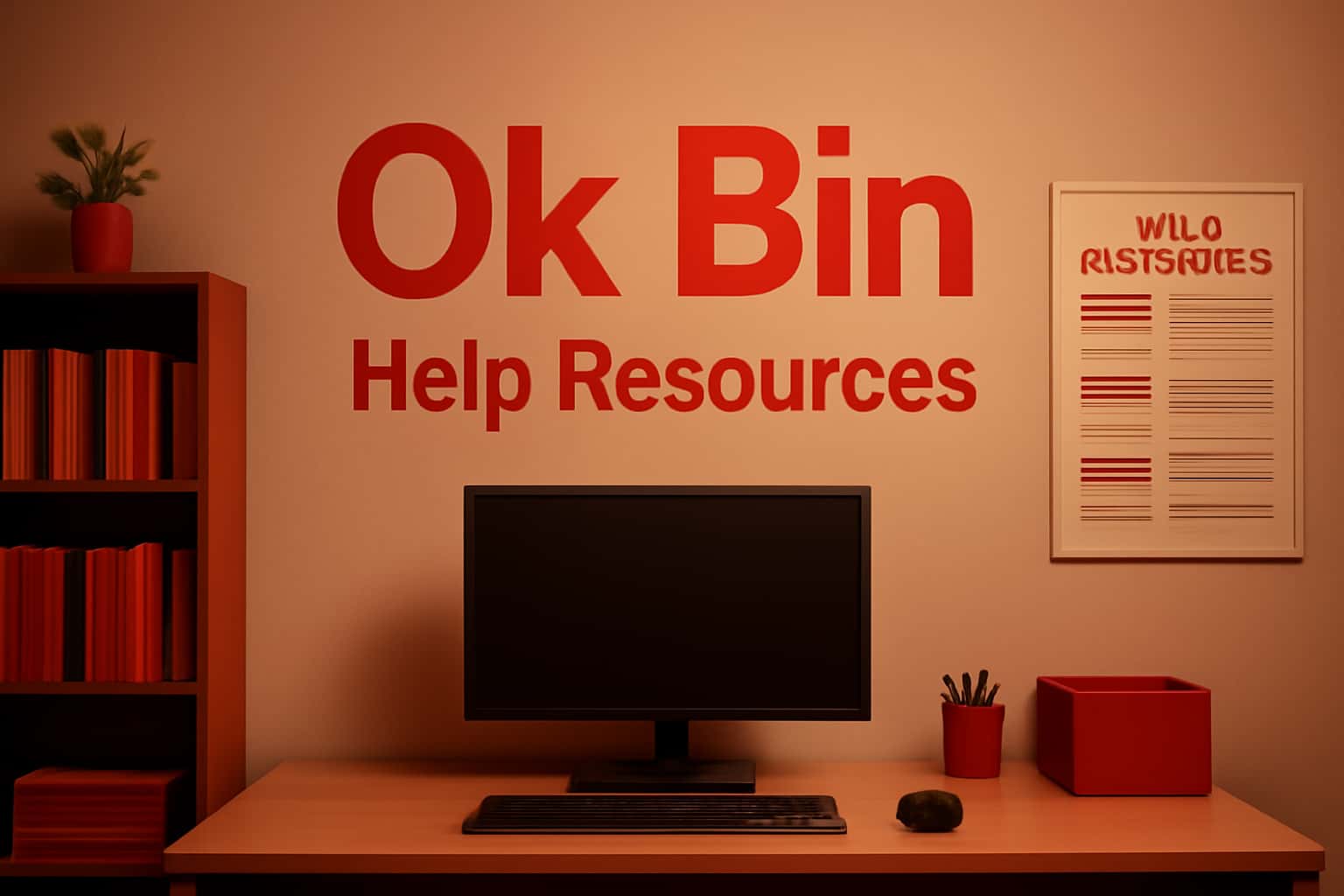 Informational scene about Ok Bin Help Resources