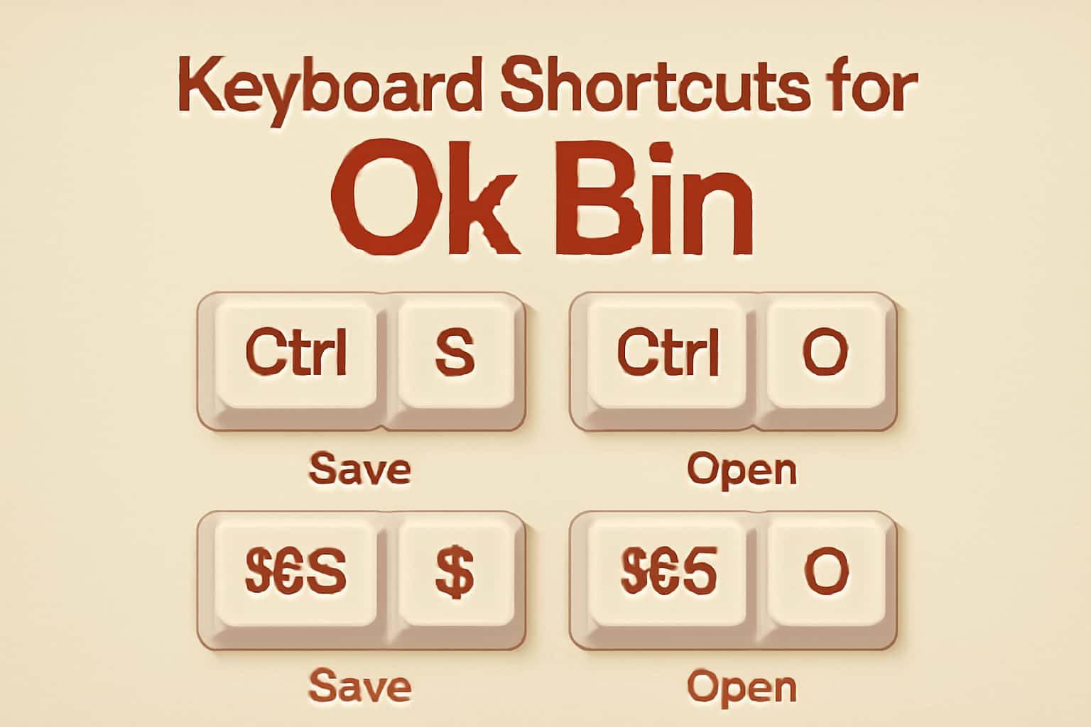 Informative scene showcasing keyboard shortcuts for Ok Bin.