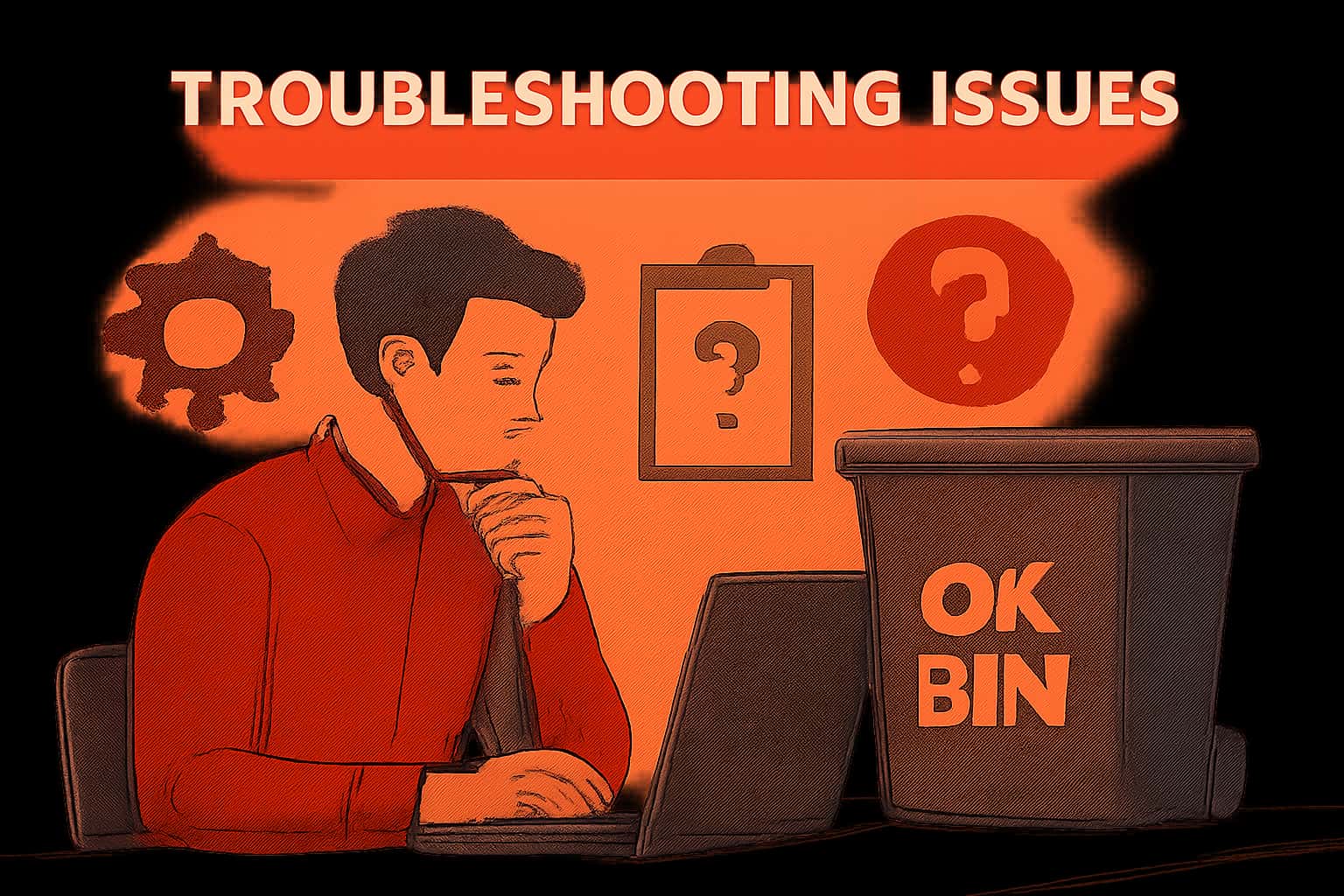 A graphic illustration related to Troubleshooting Ok Bin Issues.