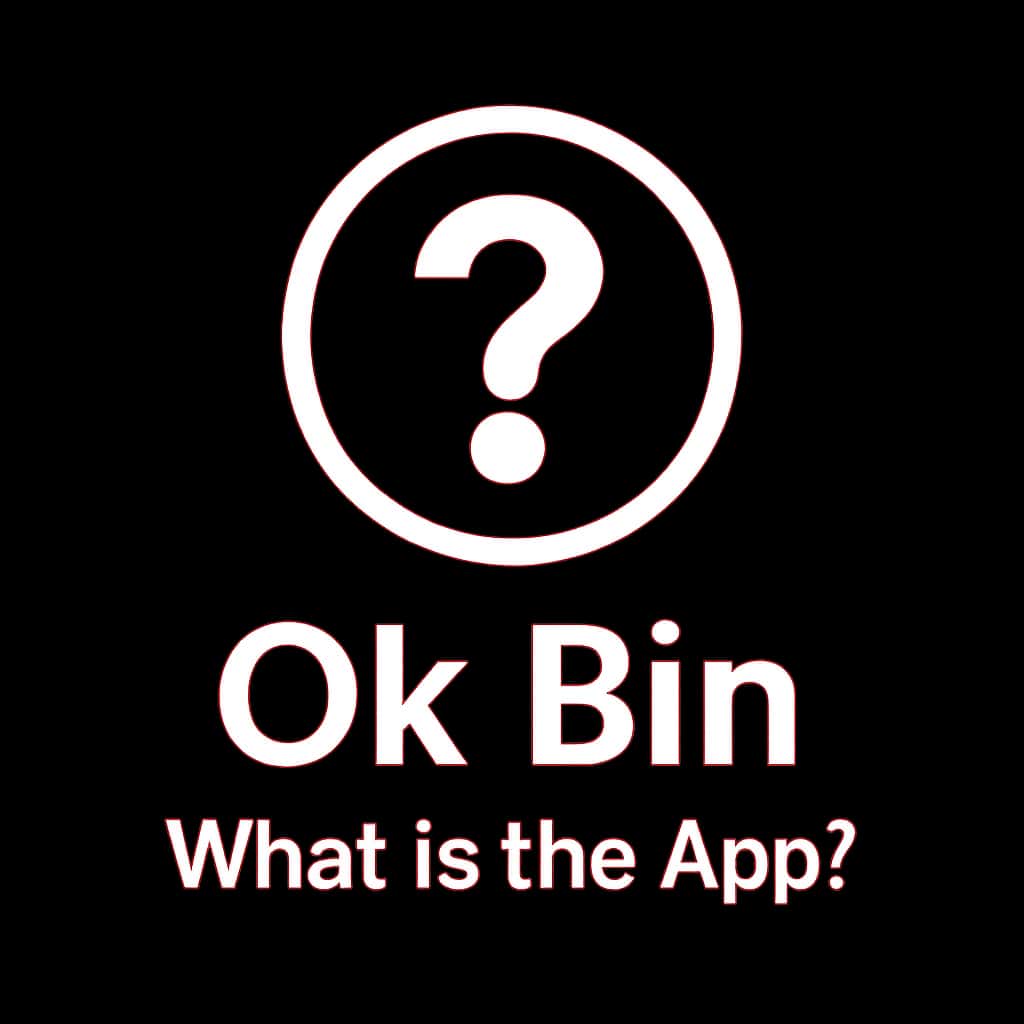 Minimal badge representing the Ok Bin App with its name.